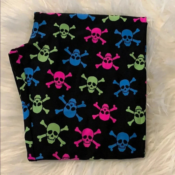 New! Women’s Lularoe neon skulls Halloween leggings OS - Picture 1 of 1